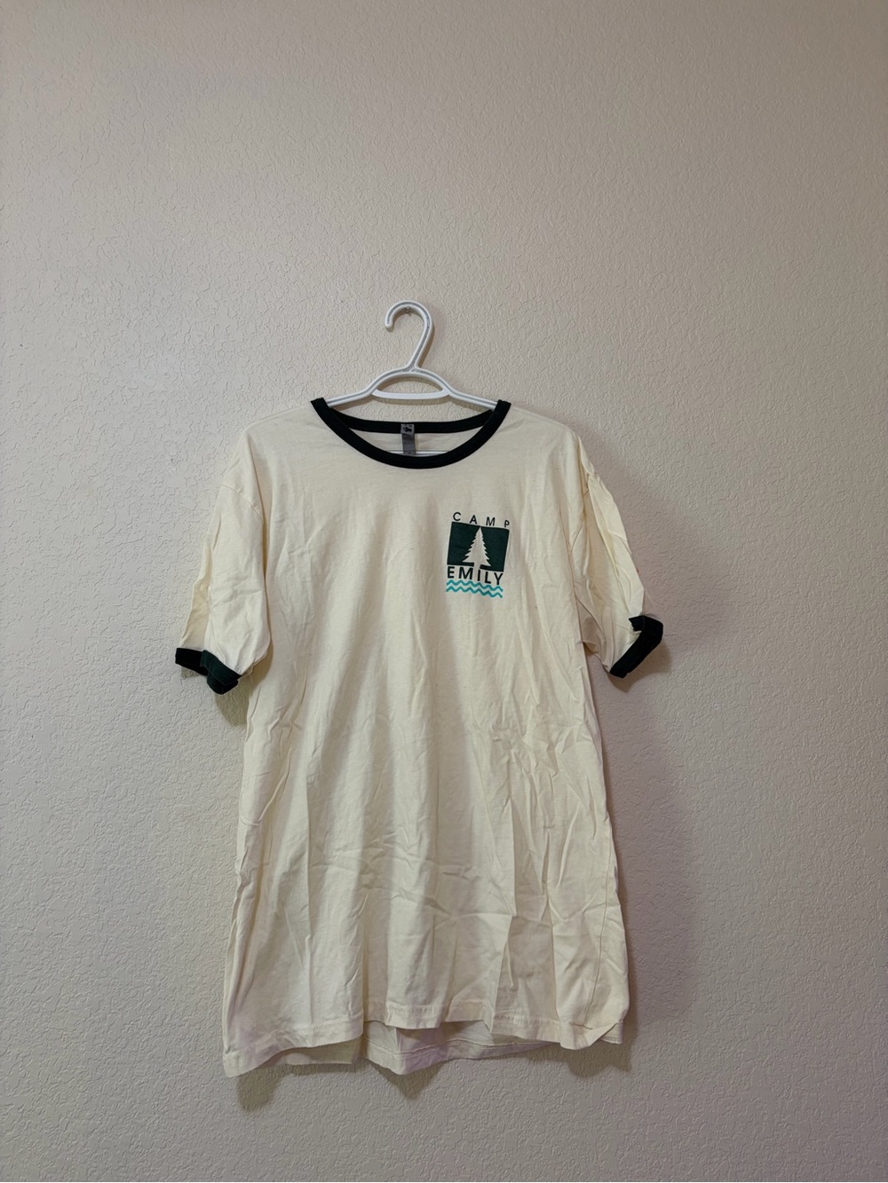 Camp Emily Cream Ringer T-Shirt with Black Trim